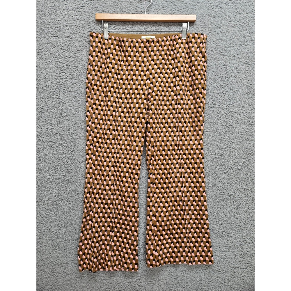 Maeve Anthropologie Margot Pants Size M Brown Geometric Cropped Wide Leg Boho